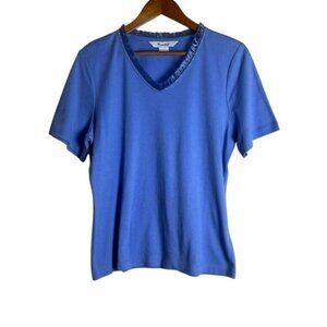 Tan Jay blue v neck T shirt Size medium